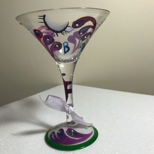 Hand painted martini glass With rhinestone detail